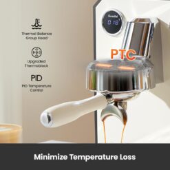 Gemilai Owl Espresso Machine, 15 Bar Professional Semi-Automatic Espresso Maker, G3006, Ivory White