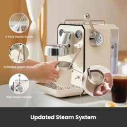 Gemilai Owl Espresso Machine, 15 Bar Professional Semi-Automatic Espresso Maker, G3006, Ivory White
