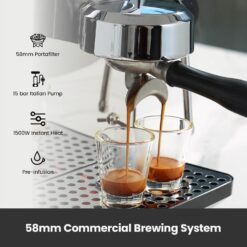 Gemilai Owl Espresso Machine, 15 Bar Professional Semi-Automatic Espresso Maker, G3006, Stainless Steel