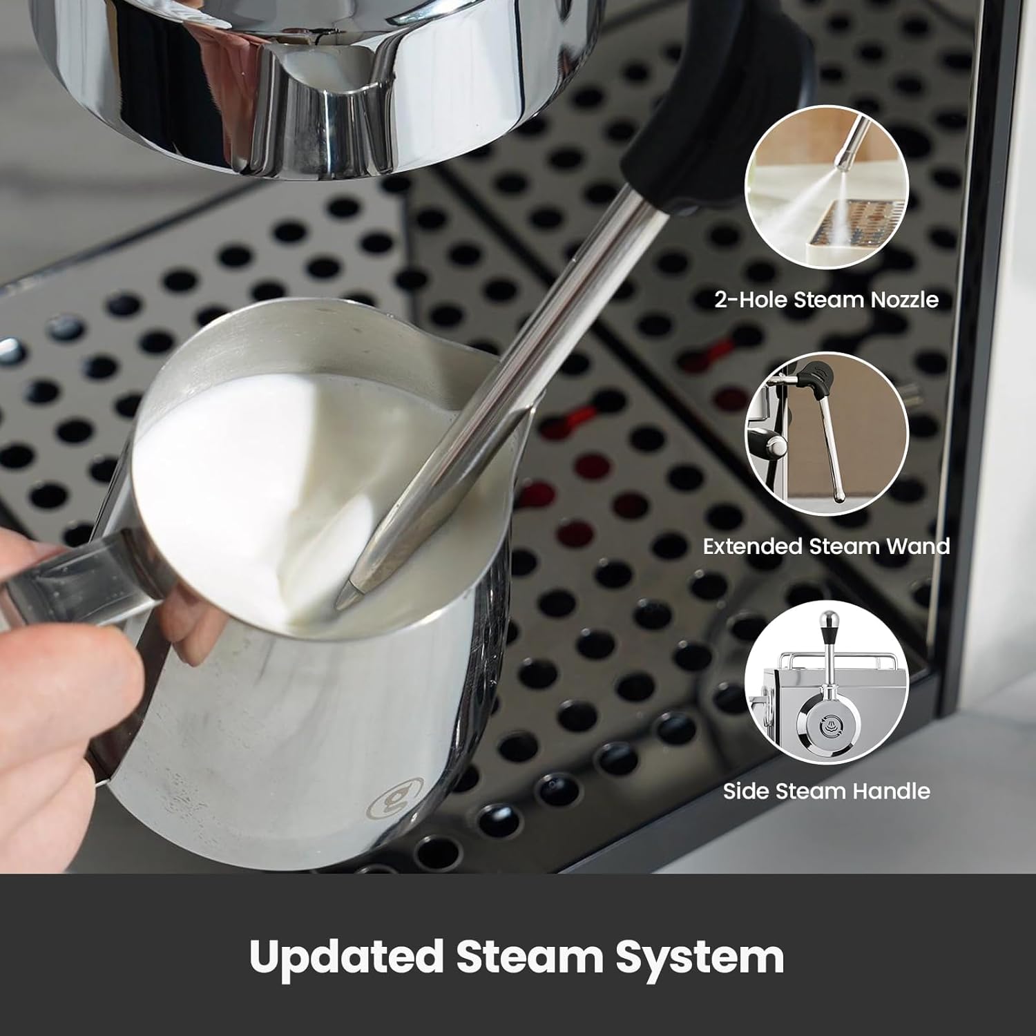 Gemilai Owl Espresso Machine, 15 Bar Professional Semi-Automatic Espresso Maker, G3006, Stainless Steel