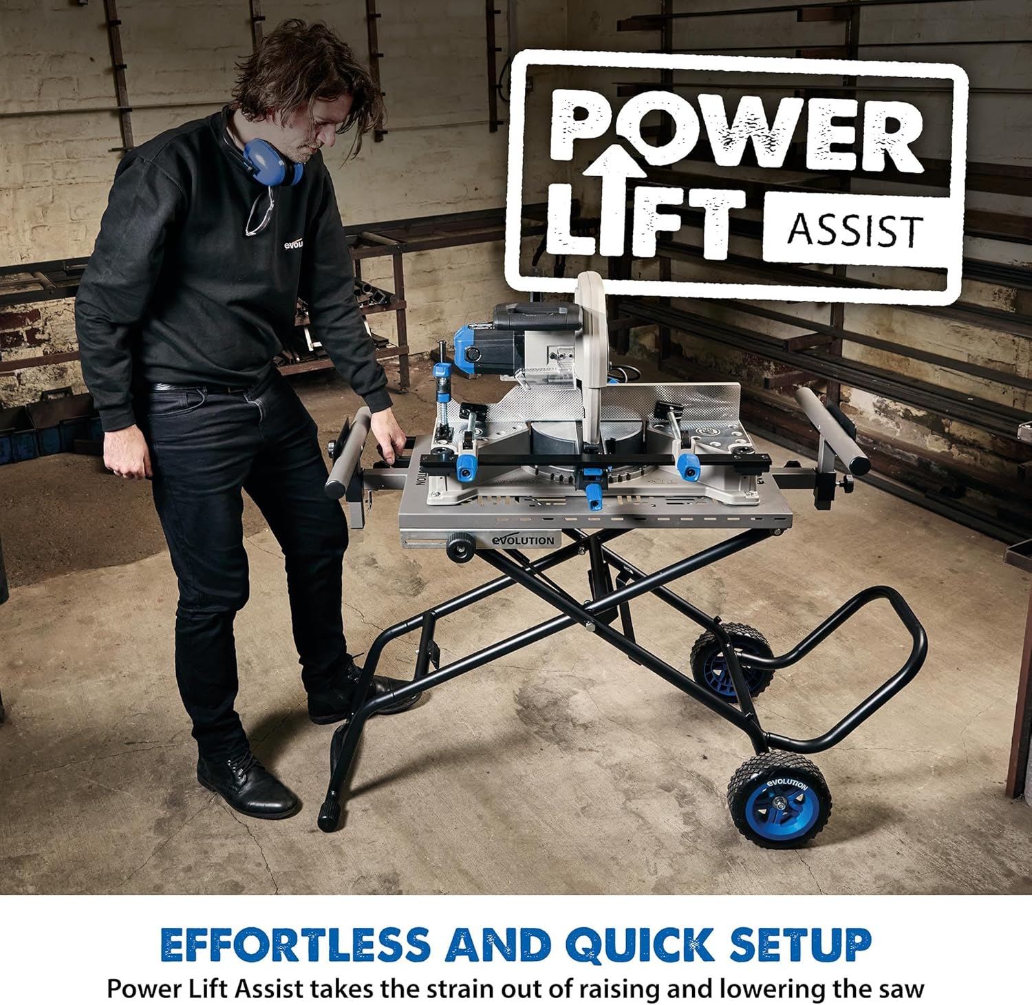 Evolution Power Tools, MCS Stand, Mitering Chop Saw Stand with Powerlift Assist