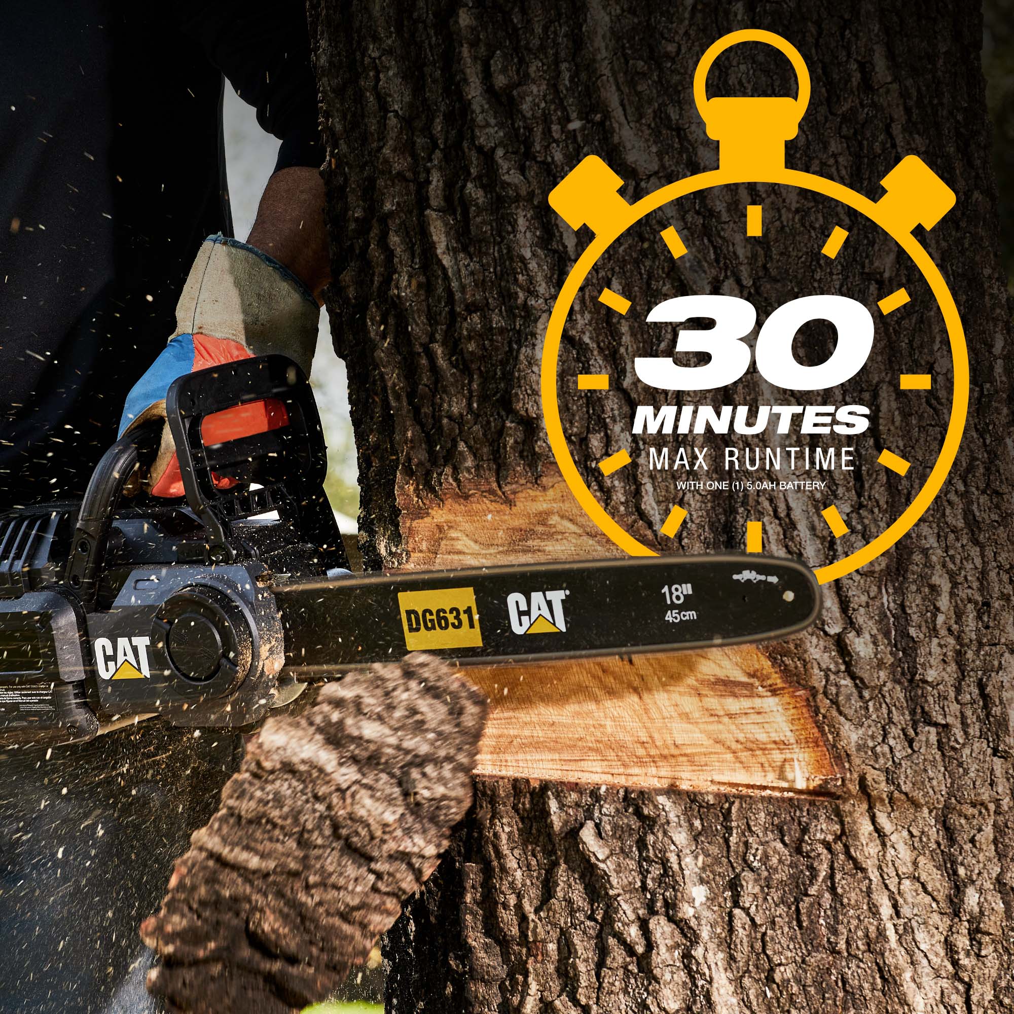 CAT 60-volt max 18-in Battery 5 Ah Chainsaw Battery Included Charger Included