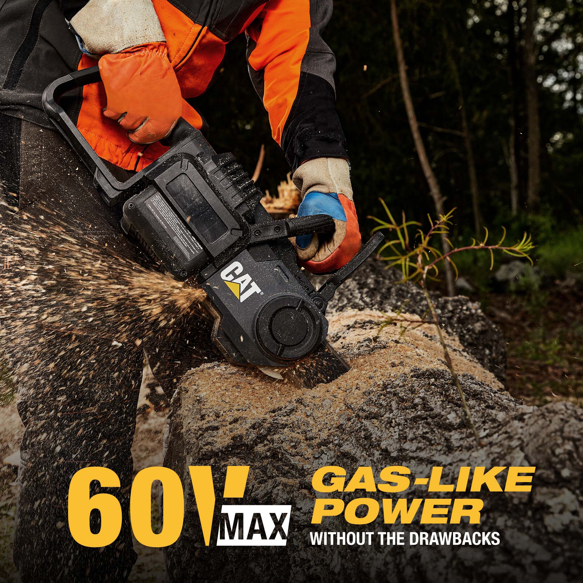 CAT 60-volt max 18-in Battery 5 Ah Chainsaw Battery Included Charger Included