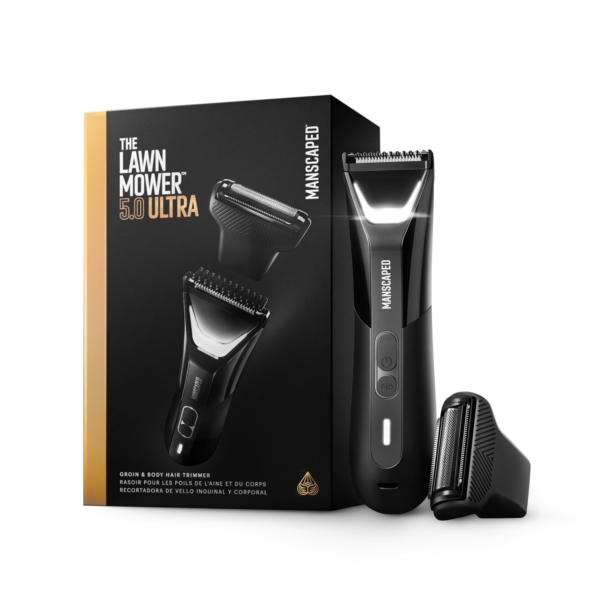 MANSCAPED The Lawn Mower 5.0 ULTRA Groin & Body Hair Groomer – Dual-Head SkinSafe Trimmer & Foil Blades - Black