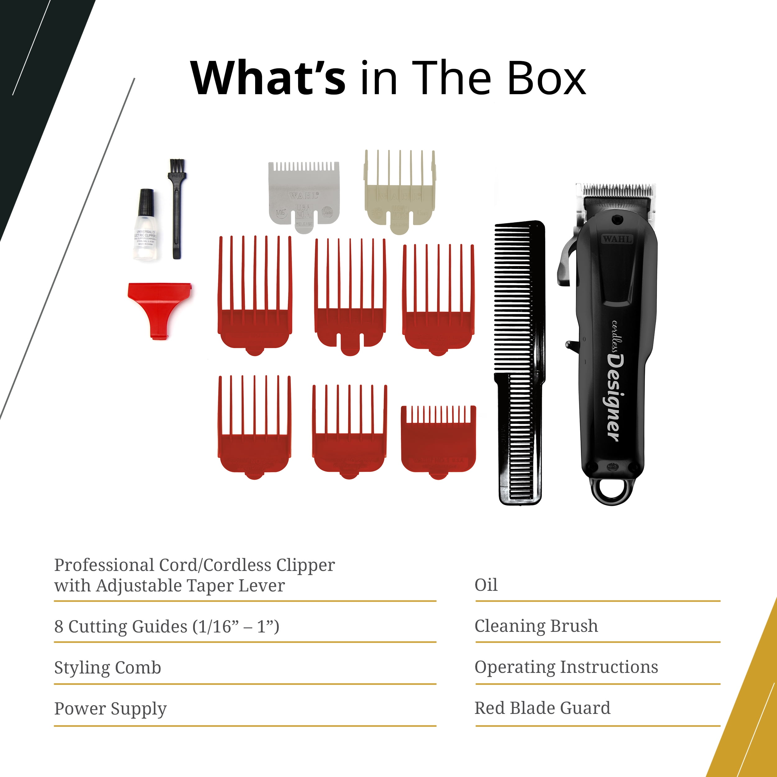 Wahl Professional Cordless Designer Clipper, Lithium-Ion Battery, 100-Minute Run Time, Powerful Rotary Motor