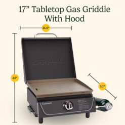 Cuisinart 17” Tabletop Gas Griddle with Hood, Easy Assembly, Outdoor Flat-Top, 255 Sq. In Cooking Space