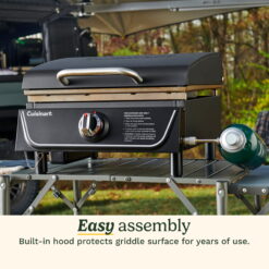 Cuisinart 17” Tabletop Gas Griddle with Hood, Easy Assembly, Outdoor Flat-Top, 255 Sq. In Cooking Space