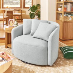 Beautiful Drew Accent Chair by Drew Barrymore, Cornflower Blue Boucle