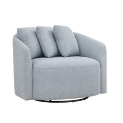 Beautiful Drew Accent Chair by Drew Barrymore, Cornflower Blue Boucle