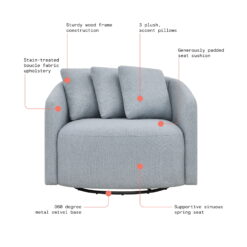 Beautiful Drew Accent Chair by Drew Barrymore, Cornflower Blue Boucle