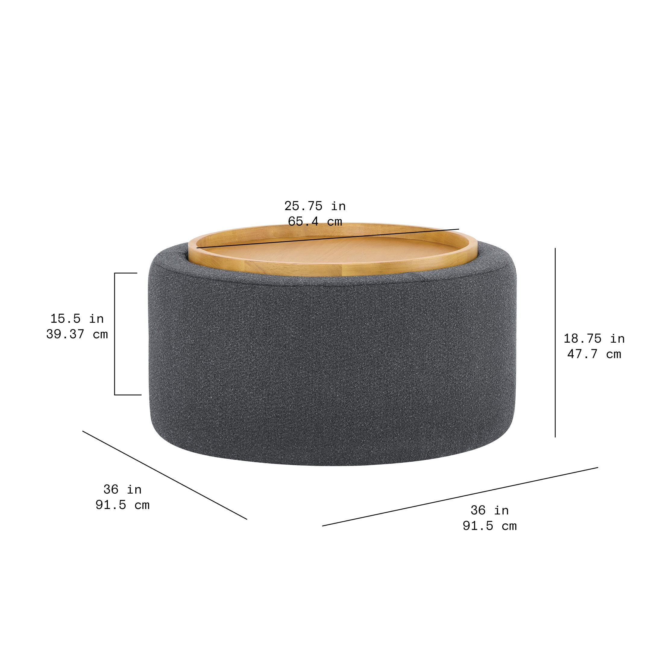 Beautiful Drew Stowaway Coffee Table with Storage by Drew Barrymore, Charcoal