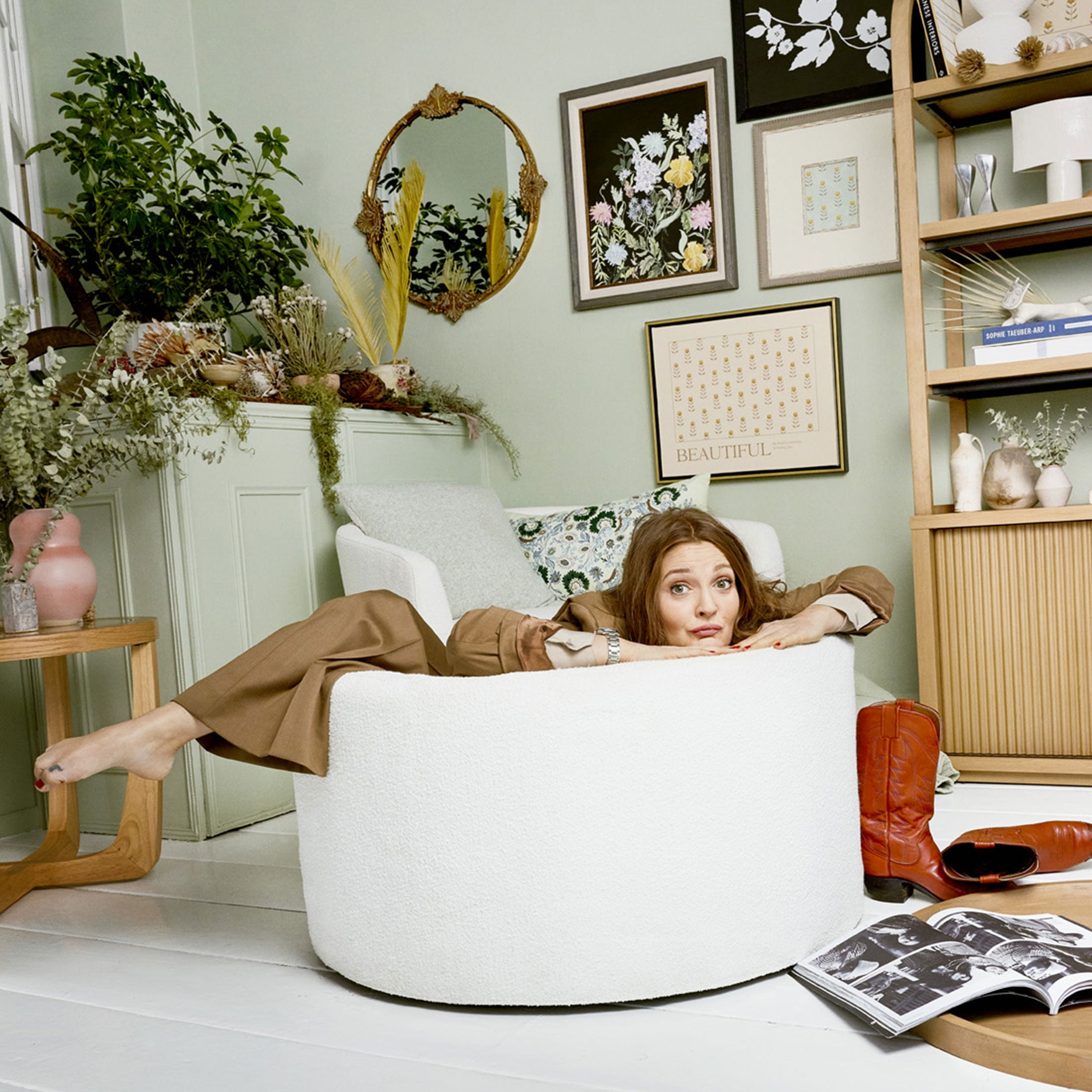 Beautiful Drew Stowaway Coffee Table with Storage by Drew Barrymore, Cream