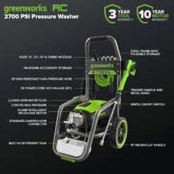 Greenworks Pro Brushless 2700 PSI (CSA Certified) 2.3 GPM Max / 1.2 GPM Electric Pressure Washer