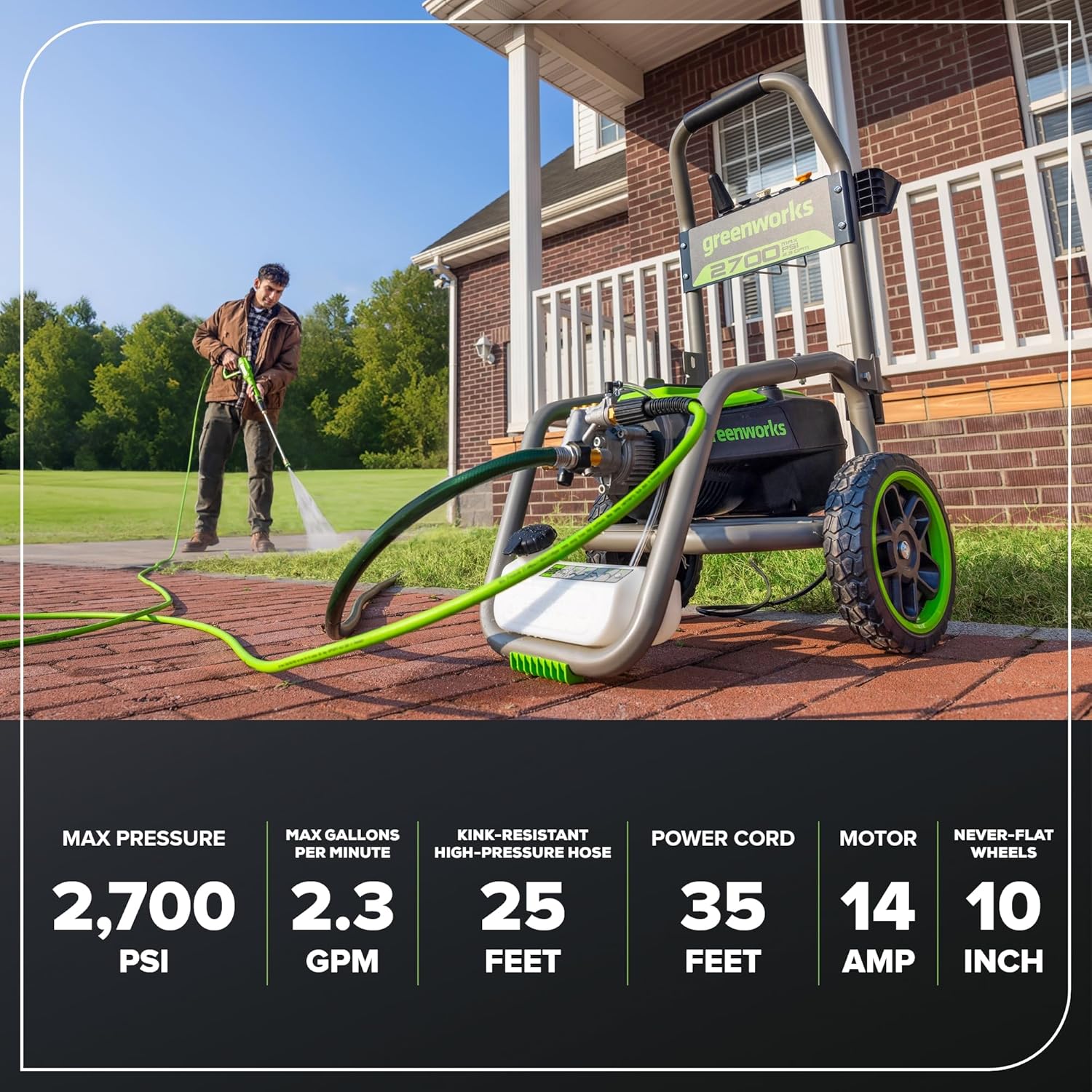 Greenworks Pro Brushless 2700 PSI (CSA Certified) 2.3 GPM Max / 1.2 GPM Electric Pressure Washer
