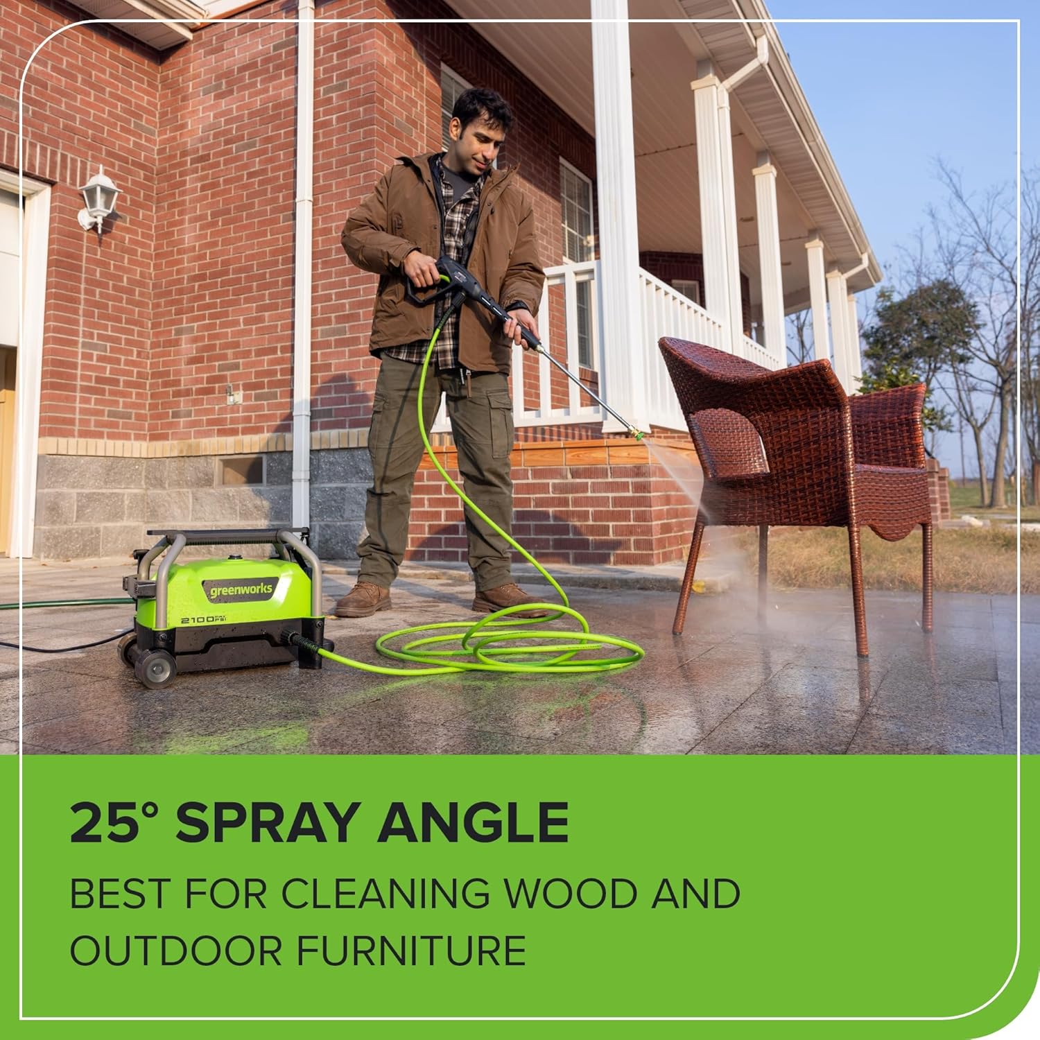 Greenworks 2100 PSI (SGS Certified) 1.2 GPM 13Amp Compact Electric Pressure Washer Telescoping Handle Power Washer