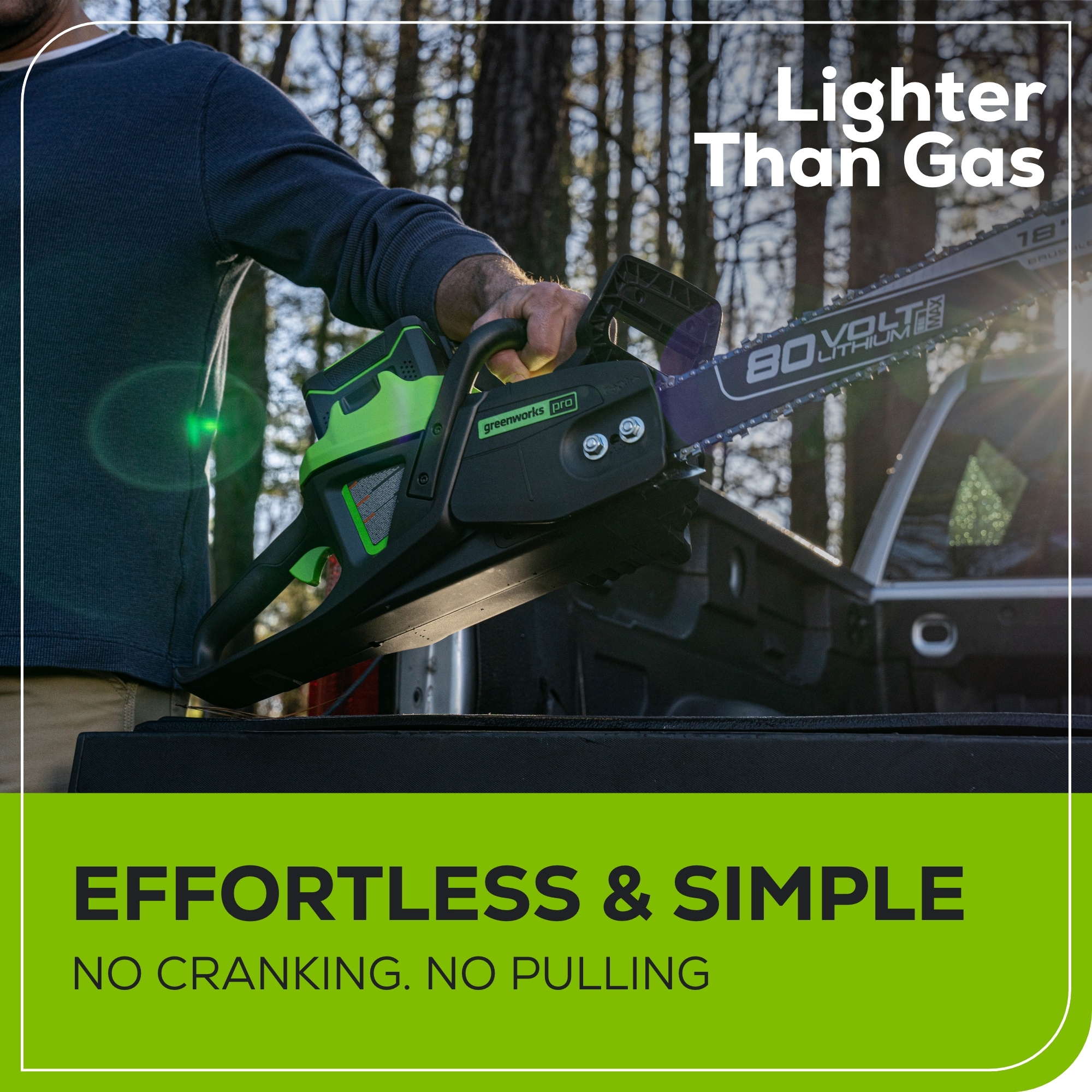 Greenworks Pro 80-volt max 18-in Battery 4 Ah Chainsaw Battery Included Charger Included