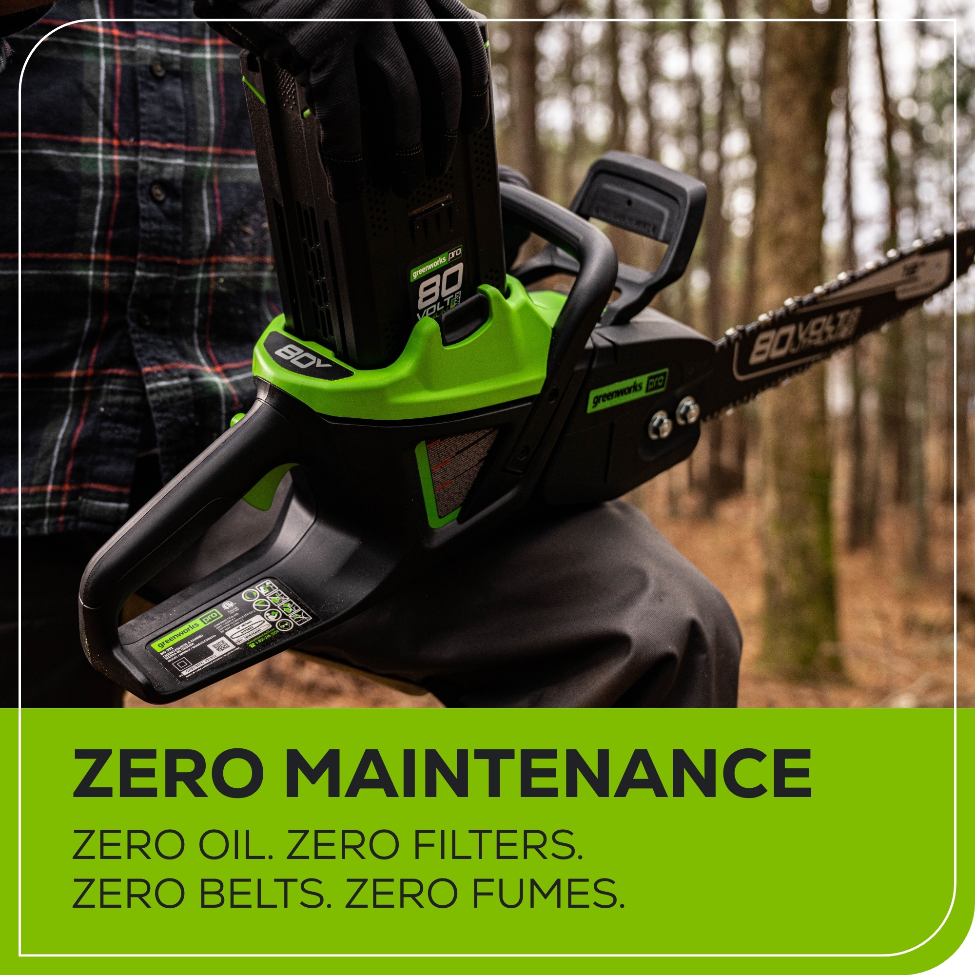 Greenworks Pro 80-volt max 18-in Battery 4 Ah Chainsaw Battery Included Charger Included