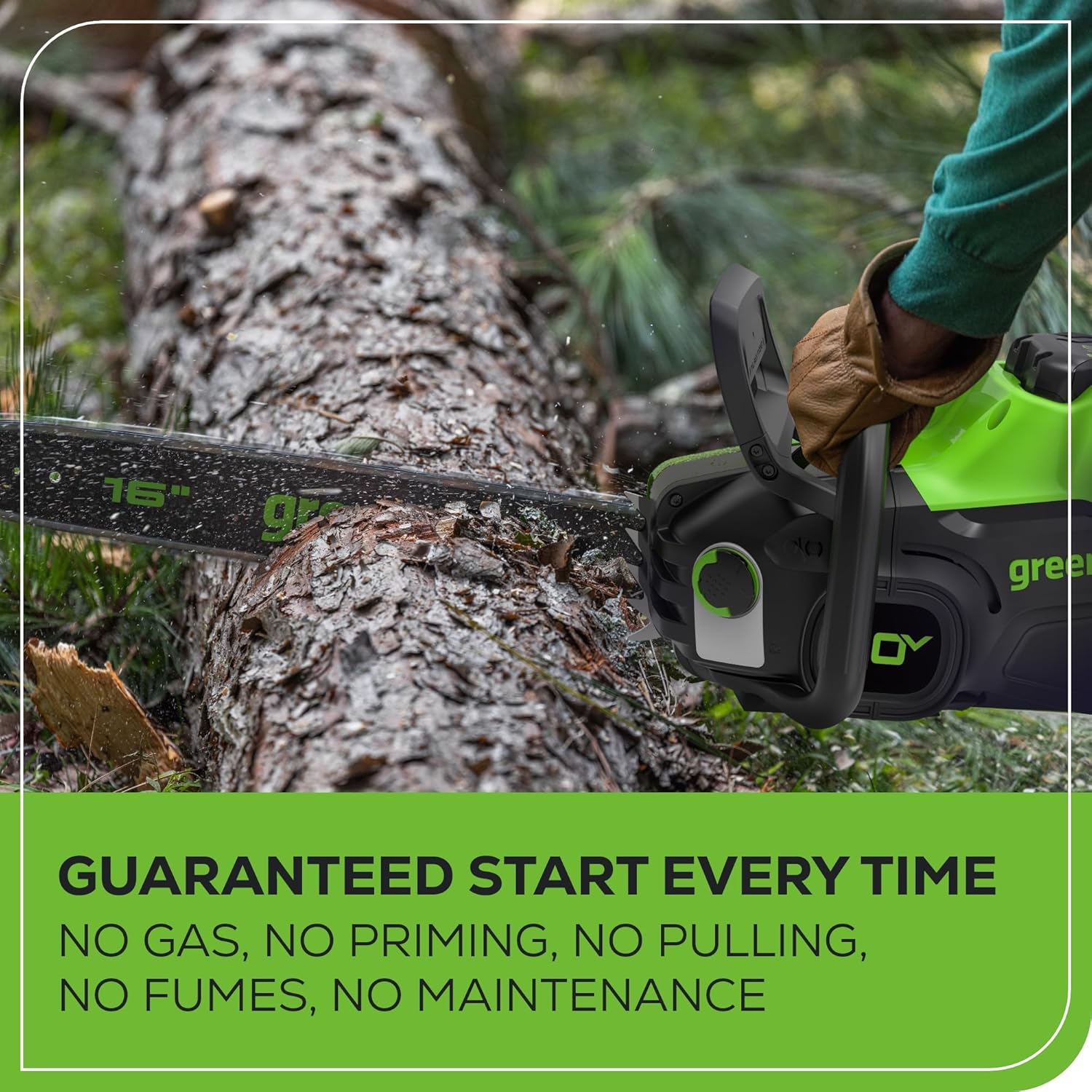 Greenworks 80V 16" Brushless Cordless Chainsaw, 75+ Compatible Tools, 2.5Ah Battery and Charger Included