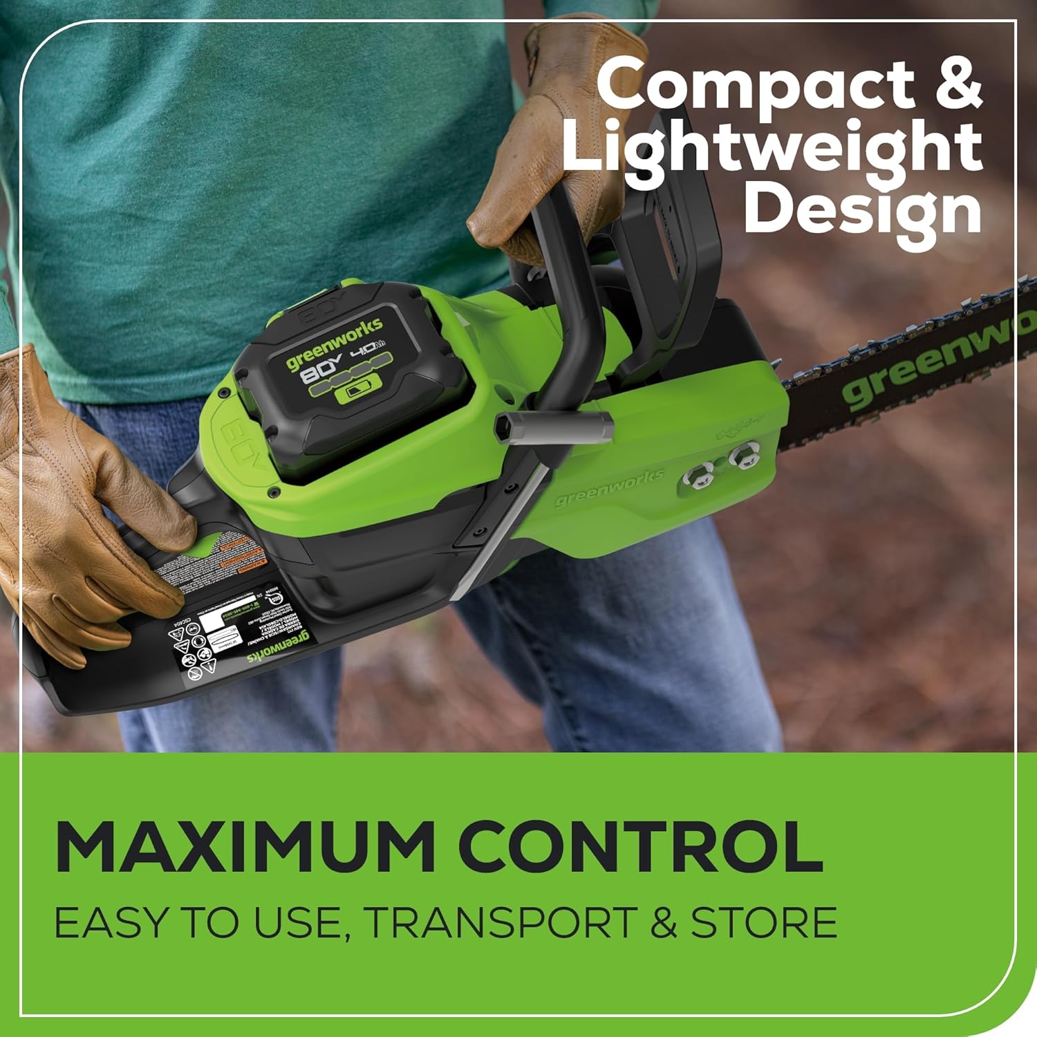 Greenworks 80V 16" Brushless Cordless Chainsaw, 75+ Compatible Tools, 2.5Ah Battery and Charger Included