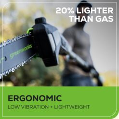 Greenworks 60v Pro 10-Inch Cordless Pole Saw with 2Ah Battery & 3A Charger 13m/s Cutting Speed, Brushless Motor, Auto Oiling
