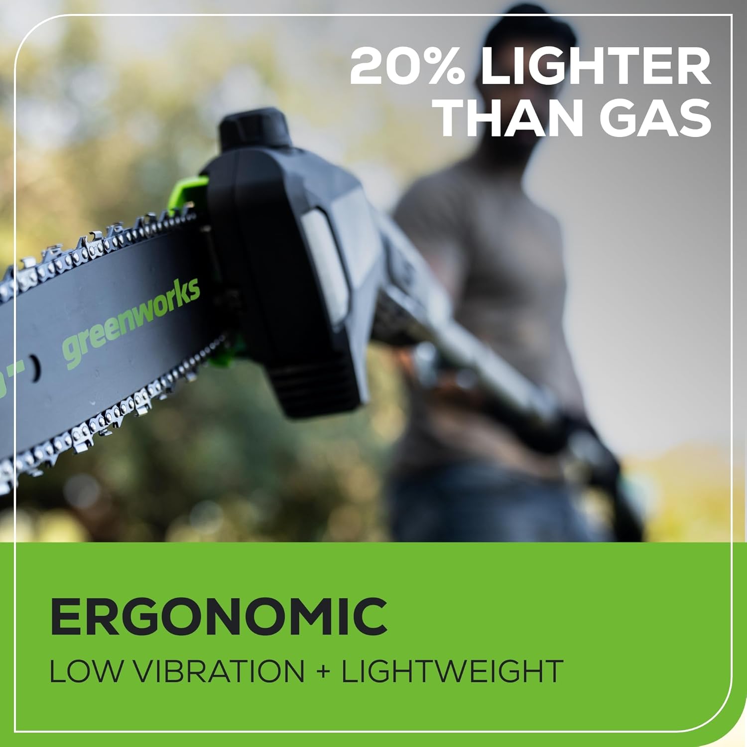 Greenworks 60v Pro 10-Inch Cordless Pole Saw with 2Ah Battery & 3A Charger 13m/s Cutting Speed, Brushless Motor, Auto Oiling
