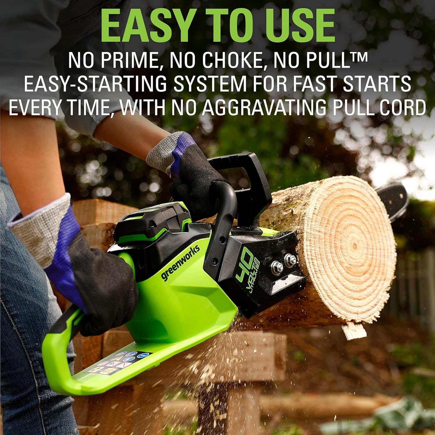 Greenworks 40V 14" Chainsaw, 2.5Ah USB Battery and Charger Included