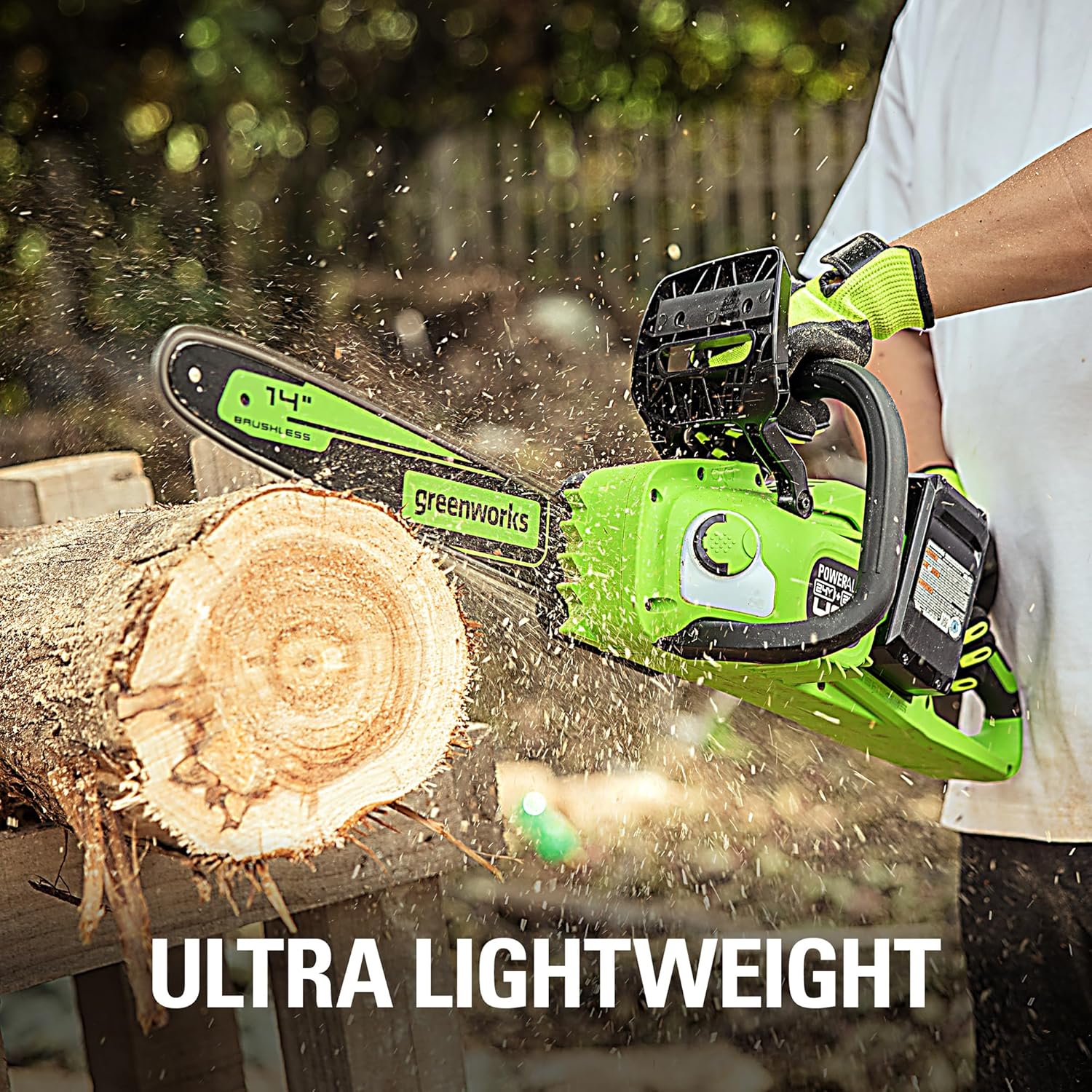 Greenworks 48V (2 x 24V) 14" Brushless Cordless Chainsaw, (2) 4.0Ah Batteries and Dual Port Rapid Charger Included