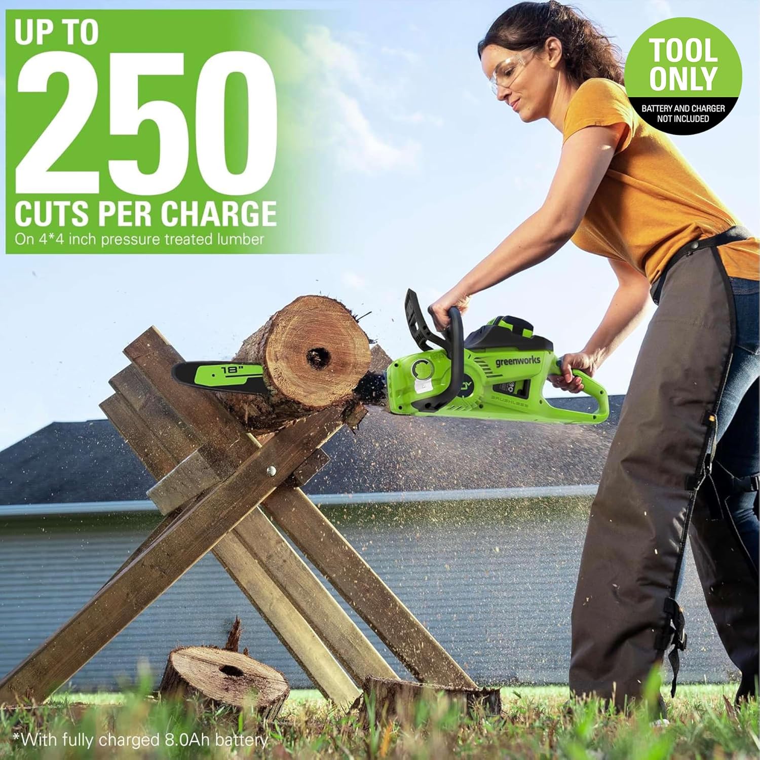 Greenworks 40V 18" Brushless Cordless Chainsaw, Tool Only