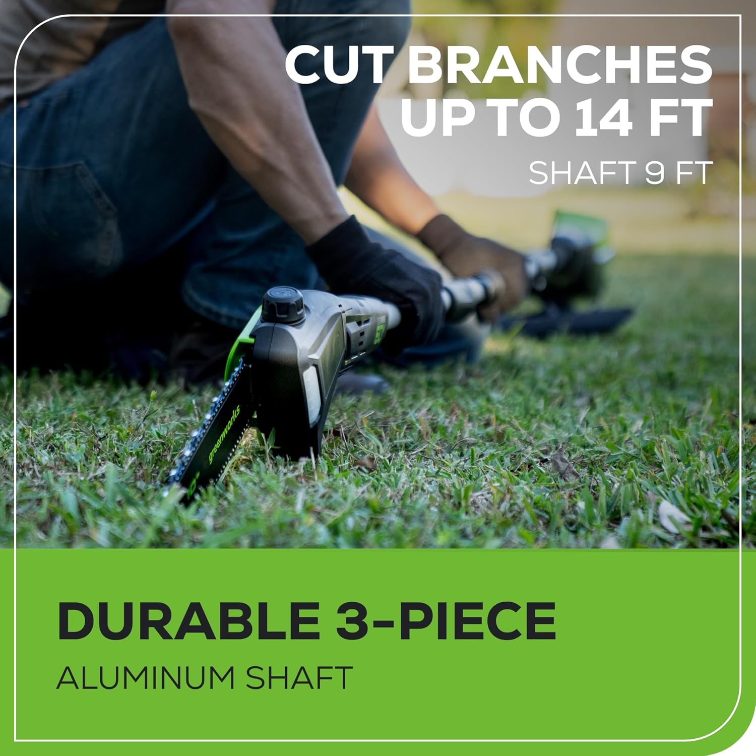 Greenworks 60v Pro 10-Inch Cordless pole Saw (only tool), 13m/s Cutting Speed, Brushless Motor, Auto Oiling