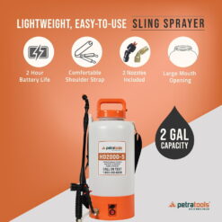 Petratools HD1000-S Rechargeable Electric Sprayer, 2-Gallon Pesticide Sprayer for Weed Control