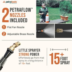 Petratools HD1000-S Rechargeable Electric Sprayer, 2-Gallon Pesticide Sprayer for Weed Control
