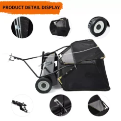 Dextrus 42 in Tow Behind Lawn Sweeper Leaf Collector for Garden Grass Lawn 12 Cu ft Capacity Tractor assembly