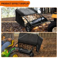 Dextrus 42 in Tow Behind Lawn Sweeper Leaf Collector for Garden Grass Lawn 12 Cu ft Capacity Tractor assembly
