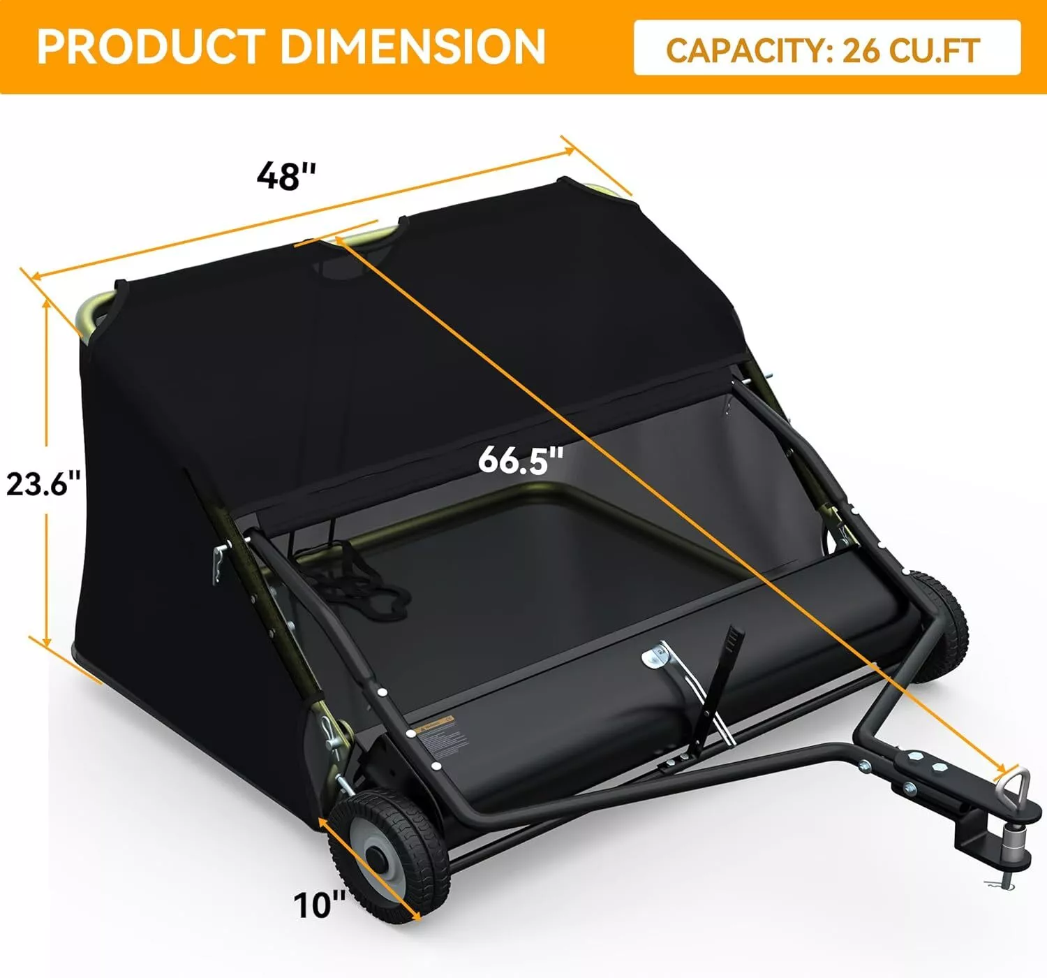 Dextrus 48" Tow Behind Lawn Sweeper Leaf Collector Sweeper for Lawn Grass Sweeper Hopper Garden