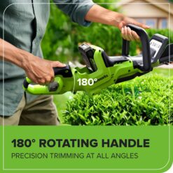 Greenworks 24V 24in Brushless Hedge Trimmer, (1) 2.0Ah Battery & 2A Port Charger