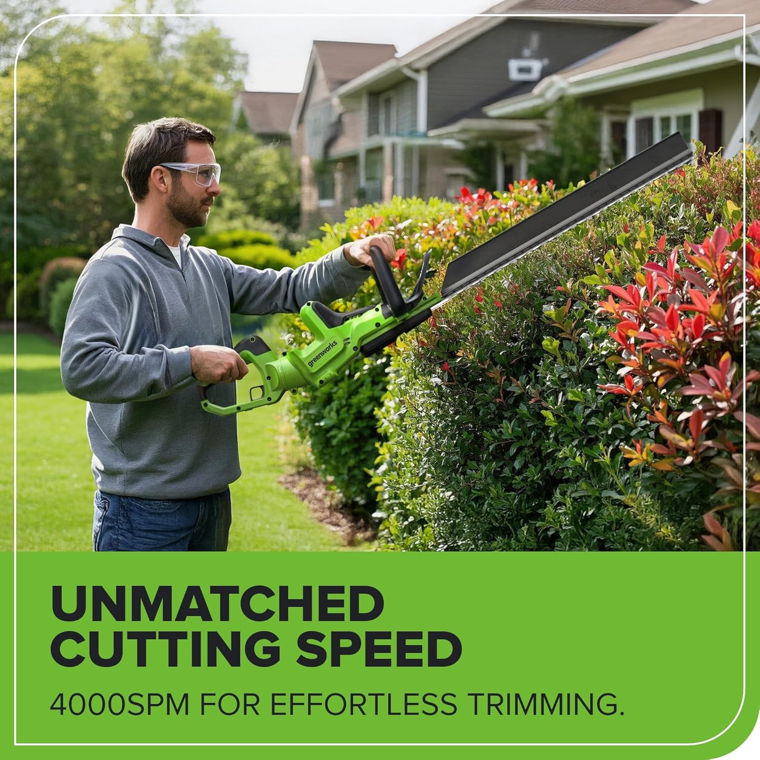Greenworks 24V 24in Brushless Hedge Trimmer, (1) 2.0Ah Battery & 2A Port Charger