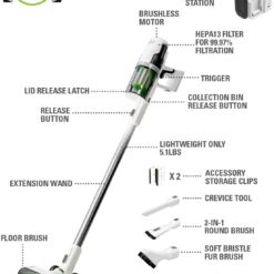 Greenworks 24V Deluxe Brushless (500W) Cordless Stick Vacuum (White)