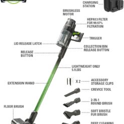 Greenworks 24V Deluxe Brushless (500W) Cordless Stick Vacuum (Green)