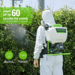 Greenworks 24V 4 Gallon Battery Powered Backpack Sprayer, 2.0Ah Battery and Charger Included