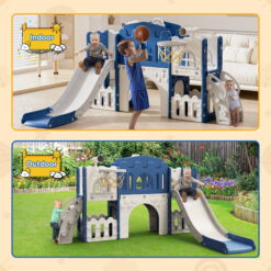 WFUN 9 in 1 Toddler Slide PlaySet for kids indoor/outdoor for Toddlers Age 1+, Blue & Gray