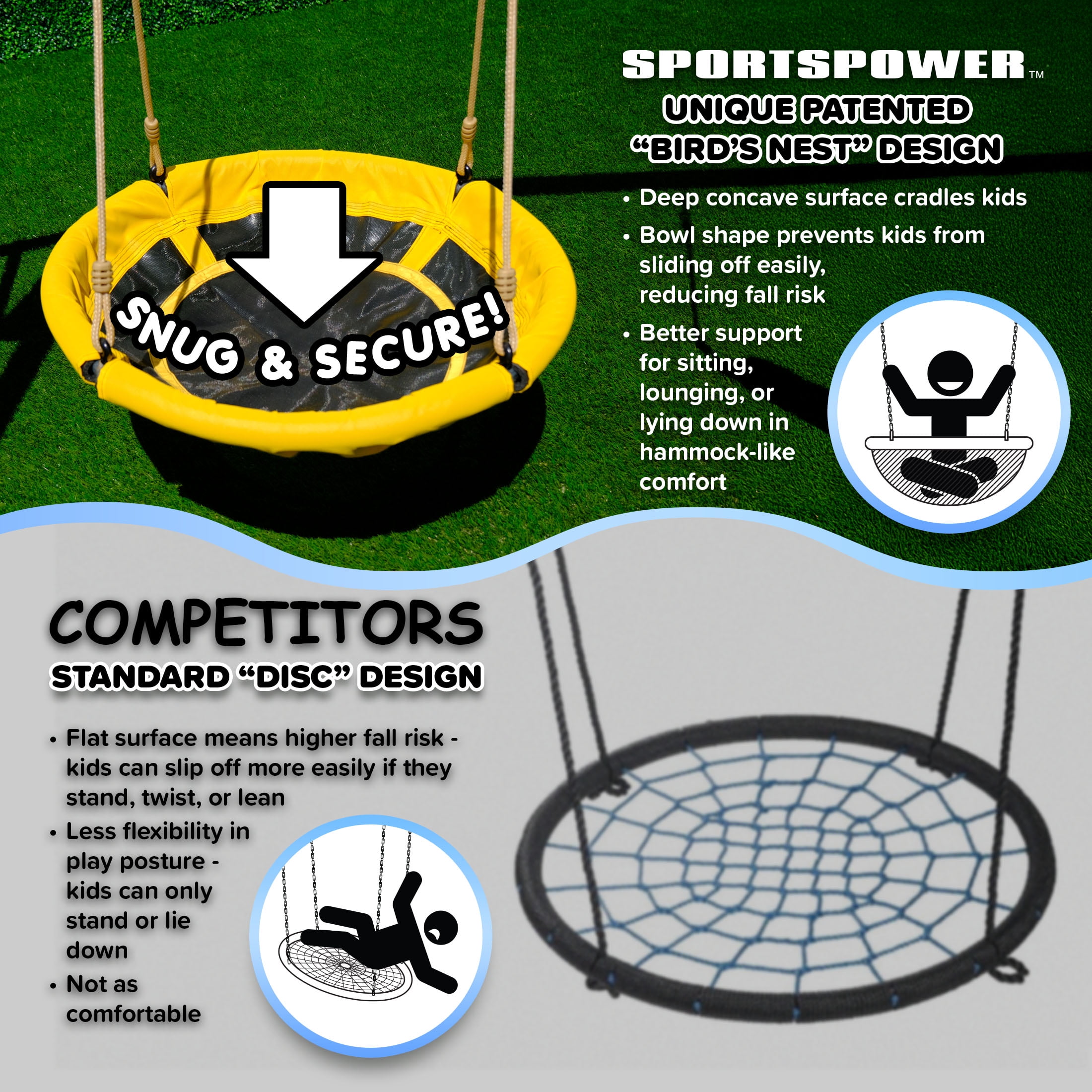 Sportspower Super Saucer Metal Swing Set with 2 Swings, Saucer Swing and 1-Piece Heavy Duty Slide, Great for Kids Aged 3-8