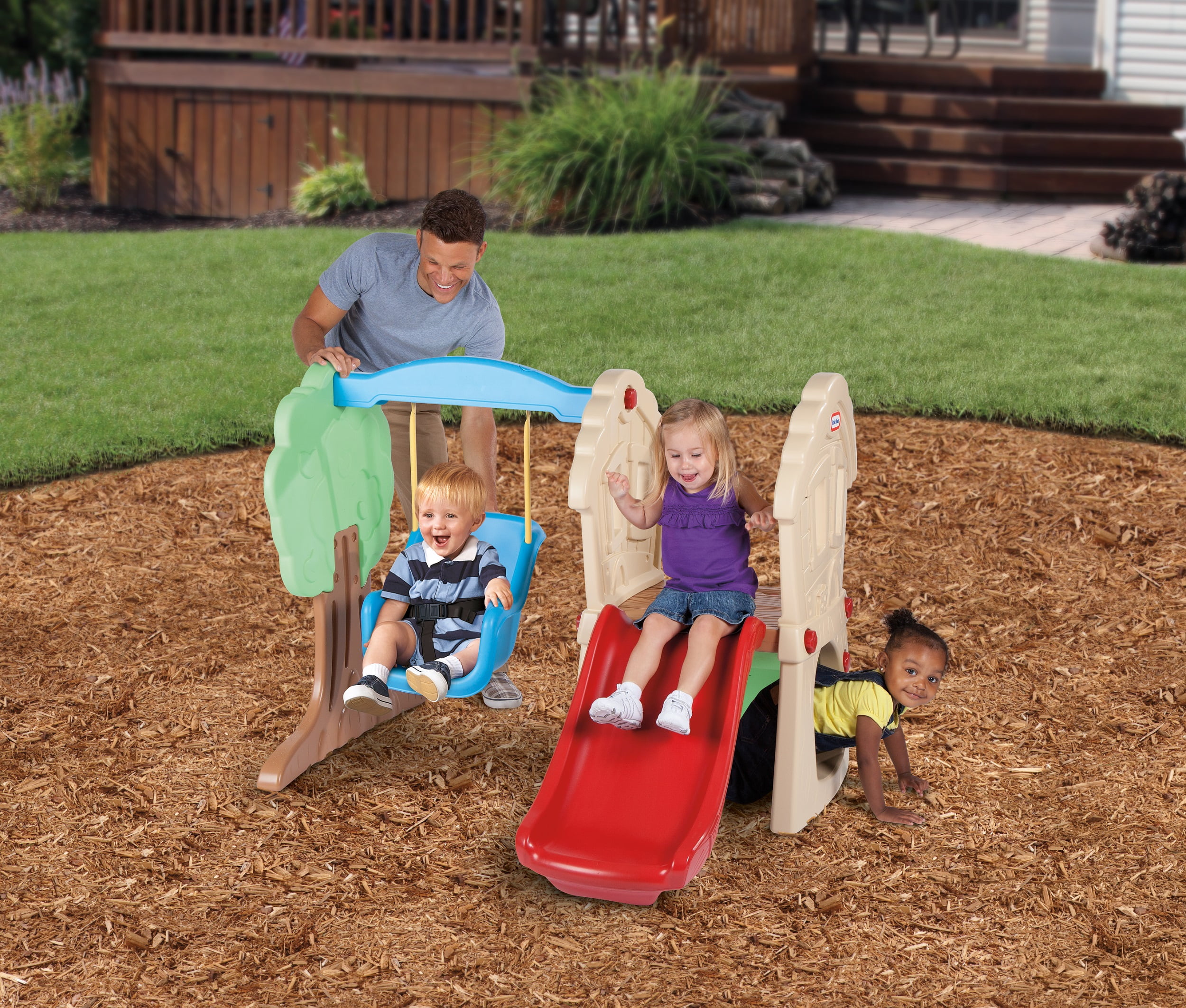 Little Tikes Hide and Seek Climber and Swing Playset, for Ages 3+, Multi-Color