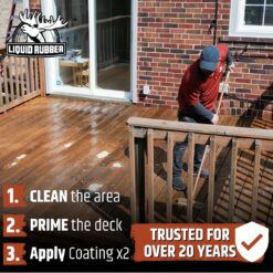 Liquid Rubber Polyurethane Deck Coating – 10X Stronger Than Traditional Deck Paint & Deck Stain – Smooth Finish – Misty Grey – 4 Gallon