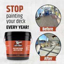 Liquid Rubber Polyurethane Deck Coating – 10X Stronger Than Traditional Deck Paint & Deck Stain – Smooth Finish – White – 4 Gallon