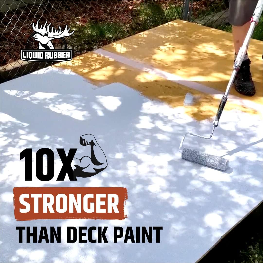 Liquid Rubber Polyurethane Deck Coating – 10X Stronger Than Traditional Deck Paint & Deck Stain – Smooth Finish – White – 4 Gallon