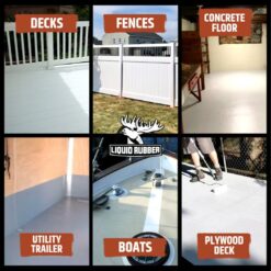 Liquid Rubber Polyurethane Deck Coating – 10X Stronger Than Traditional Deck Paint & Deck Stain – Textured Finish – Misty Gray – 4 Gallon