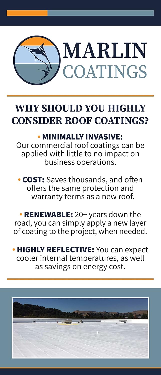 Marlin Coatings Silicone Roof Sealant - Self Leveling - Complete Waterproofing - Easy One Coat Application (5 Gallon, Tan)