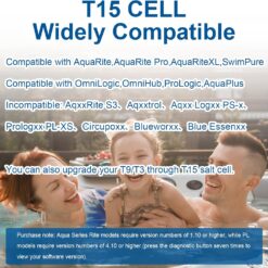 Salt Cell T15 Series Compatible with Hayward T15 Cell for Pool up to 40,000 Gallons,Compatible with AquaRite,SwimPxxx,ProLogxx,AquaPlus