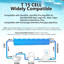 Salt Cell T15 Series Compatible with Hayward T15/T9/T3 Cell,Salt Generator for Inground Pool up to 40,000 Gallons