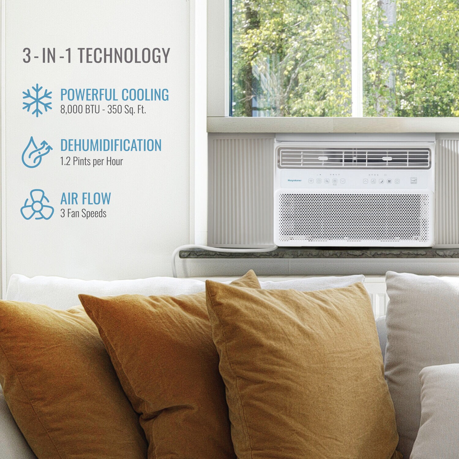Keystone Inverter Medium Room Window Air Conditioner , Remote Included ( 115-Volt , 8000-BTU )